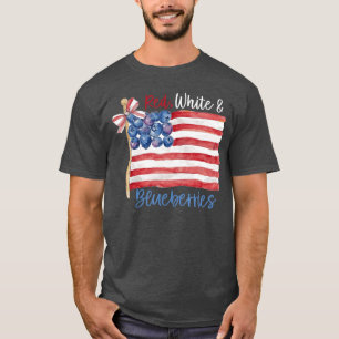 Camiseta Morangos Vermelhos Brancos e Azuis para Homens e M