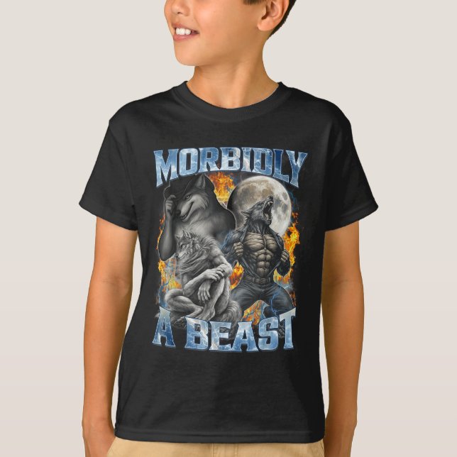 Camiseta Morbidly A Funny Cringe Alpha Werewolf Wolf Meme  (Frente)