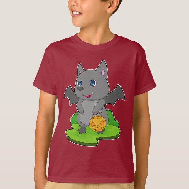 Camiseta Morcego Abóbora de Halloween (Frente)