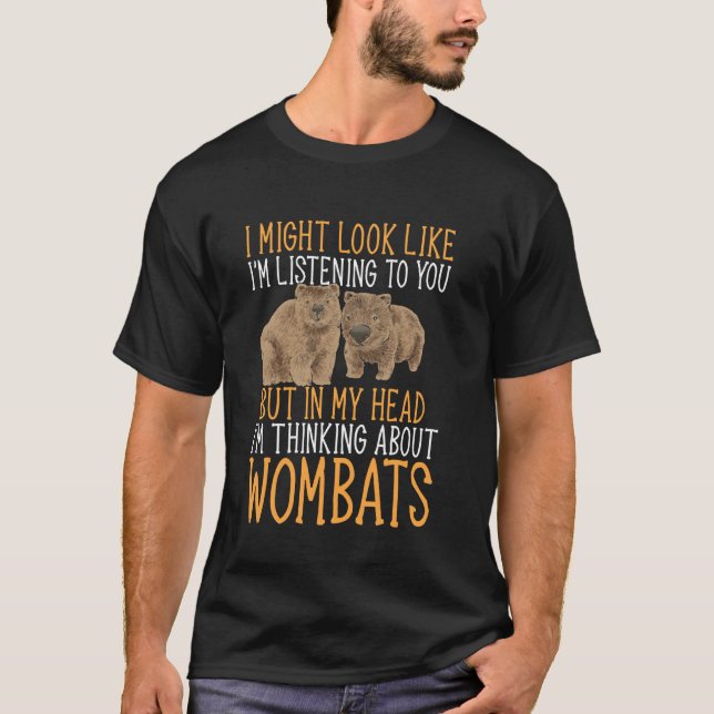 Camiseta Morcego Australiano Pensando em Wombats (Frente)
