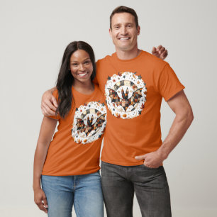 Camiseta Morcego de Halloween em Cores de Outono em Patchwo