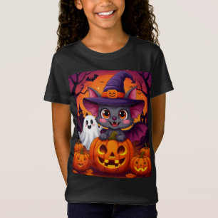Camiseta Morcego Fantasma Abóbora Pôr do Sol no Halloween �