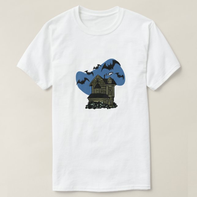 Camiseta Morcegos de casas assombradas (Frente do Design)