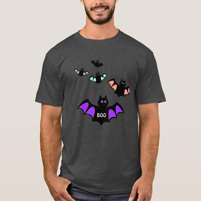 Camiseta Morcegos de Halloween da Moda (Frente)