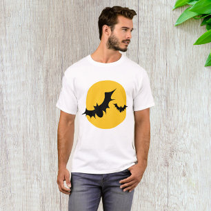 Camiseta Morcegos de Halloween Silhueta Lua Cheia