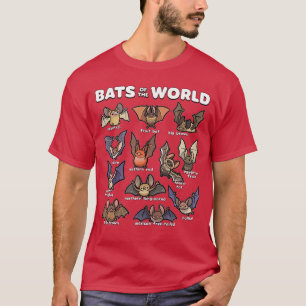 Camiseta Morcegos do Mundo Ilustração de Desenho Animado Fo