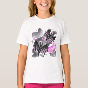 Camiseta Morcegos místicos circulando uma Lua brilhante Juv