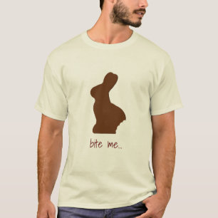 Camiseta Morda-me coelhinho da Páscoa engraçado do