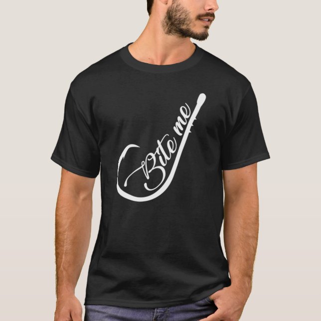 Camiseta Morda-Me Pesca Engraçada De Peixe (Frente)