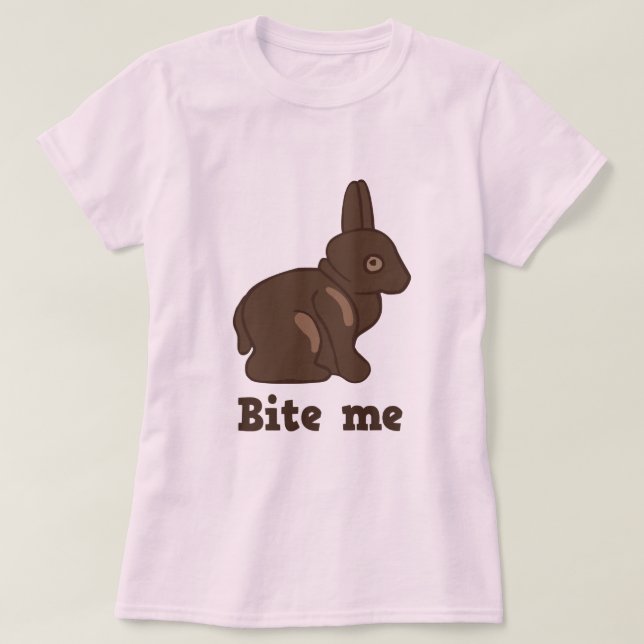 Camiseta Morda-me t-shirt do coelho do chocolate (Frente do Design)