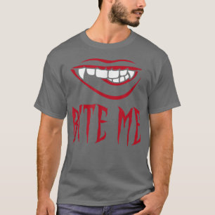 Camiseta Morda-me Vampiro Dentes Figurino para o Halloween