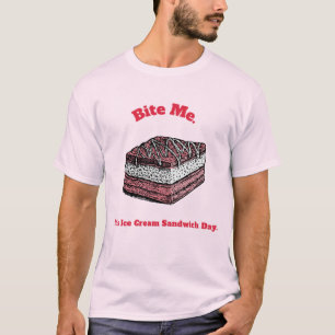 Camiseta Morde-me. É o Dia do Sanduíche de Sorvete. - Sorve