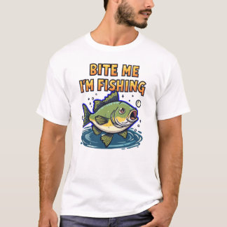 Camiseta Morde-me, Estou Pescando 