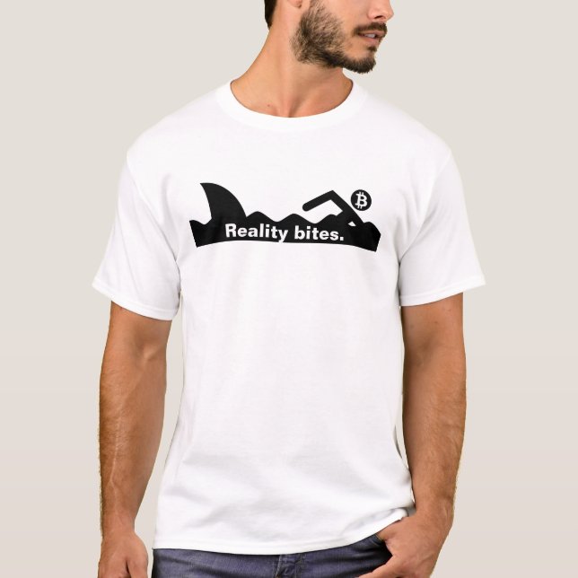 Camiseta Mordidas da realidade - tubarão após a figura da (Frente)