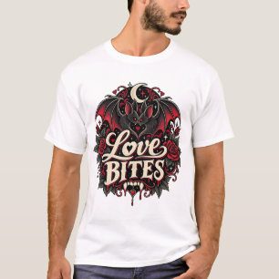 Camiseta Mordidas de Amor Morcego Vampiro Gótico Romântico