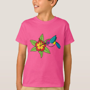 Camiseta Mordomo Colorido no Flor Tropical de Hibiscus