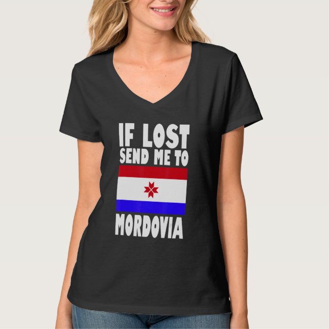 Camiseta Mordovia Flag Design  If lost send me to Mordovia (Frente)