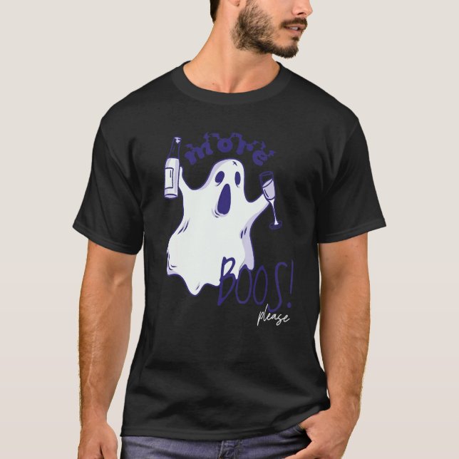 Camiseta More Boos Please Ghost Beer Drinking  Halloween Gr (Frente)