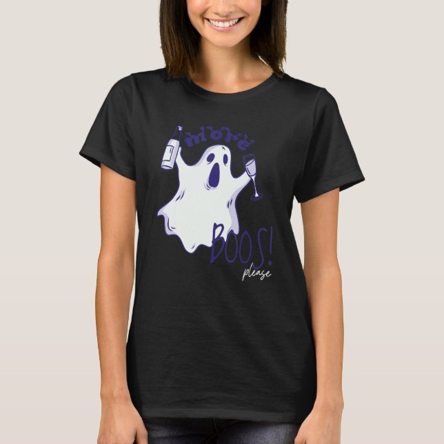 Camiseta More Boos Please Ghost Beer Drinking  Halloween Gr (Frente)