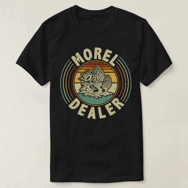 Camiseta Morel Dealer Retro Morel Mushroom Caça Forragens (Frente do Design)