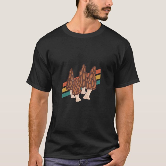 Camiseta Morel Hunting Retro Stripe Mushroom Hunter  3 (Frente)