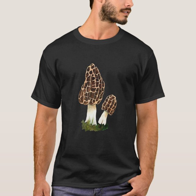 Camiseta Morel Morels Comestível Morchella Amarelo Verdadei (Frente)