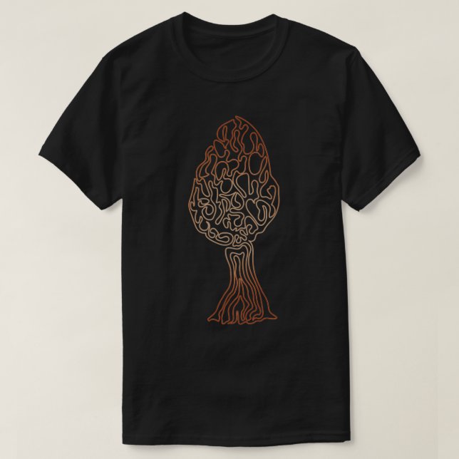 Camiseta Morel Mushroom Doodle Line Art (Frente do Design)