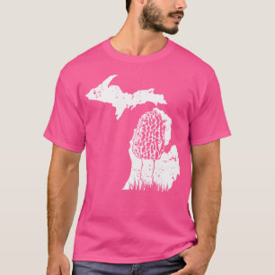 Camiseta Morel Mushroom Hunter Michigan Map Morchella
