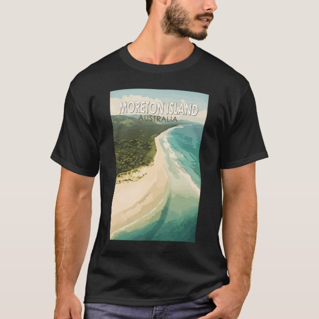 Camiseta Moreton Island, Austrália, Viagem Art Vintage (Frente)