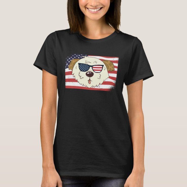 Camiseta Morkie Dad & Mom American Flag 4th of July USA  Mo (Frente)