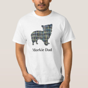 Camiseta Morkie Dog Amarelo e Blue Grid