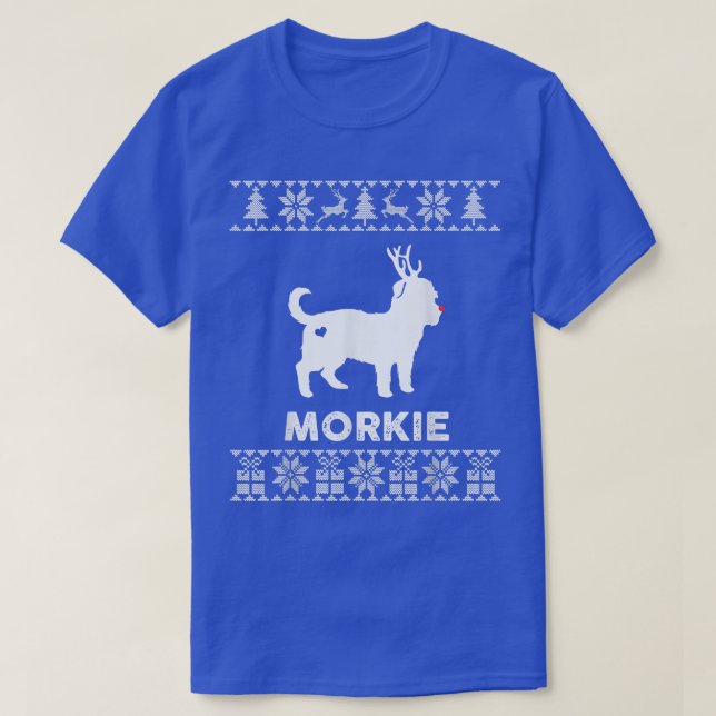 Camiseta Morkie Dog Lover Christmas Reindeer Ugly Christmas (Frente do Design)