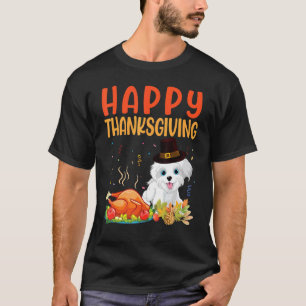 Camiseta Morkie Dog Olha para a Turquia Carne Feliz Dia de 