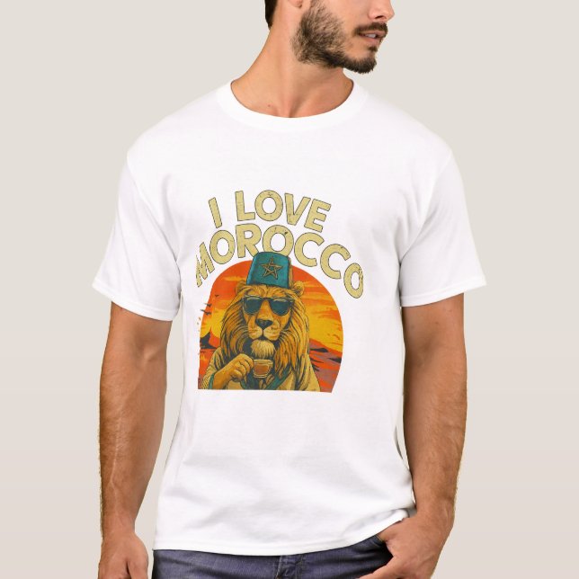 Camiseta Moroccan Lion Pride – I Love Morocco Bold (Frente)