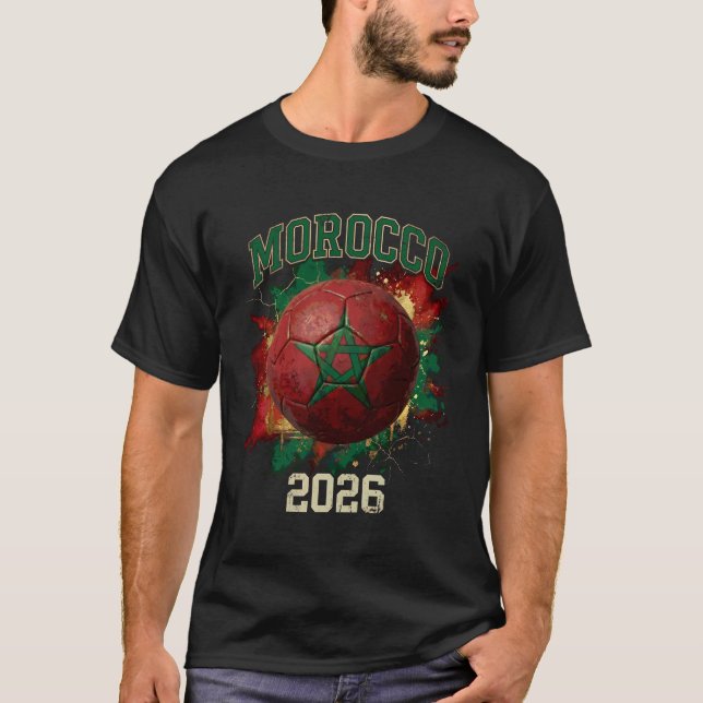 Camiseta Morocco 2026 Soccer Flag Paint Splashed Football (Frente)