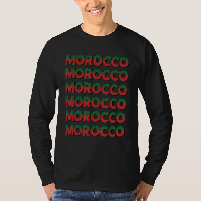 Camiseta Morocco Moroccan Flag Motif Stacked Text (Frente)