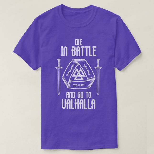 Camiseta Morre Em Batalha E Vá Para Valhalla Viking Warrior (Frente do Design)