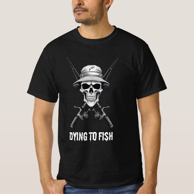 Camiseta Morrendo para Pescar Crânio (Frente)