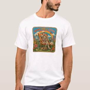 Camiseta Morrendo por uma xícara de chá Esqueleto Retro Chá