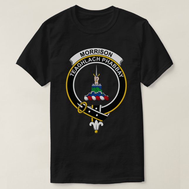 Camiseta Morrison Crest Tartan Clan Scottish Clan (Frente do Design)