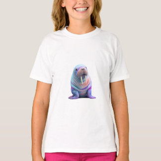 Camiseta Morsa de Algodão Doce Arco-íris Pastel para Crianç