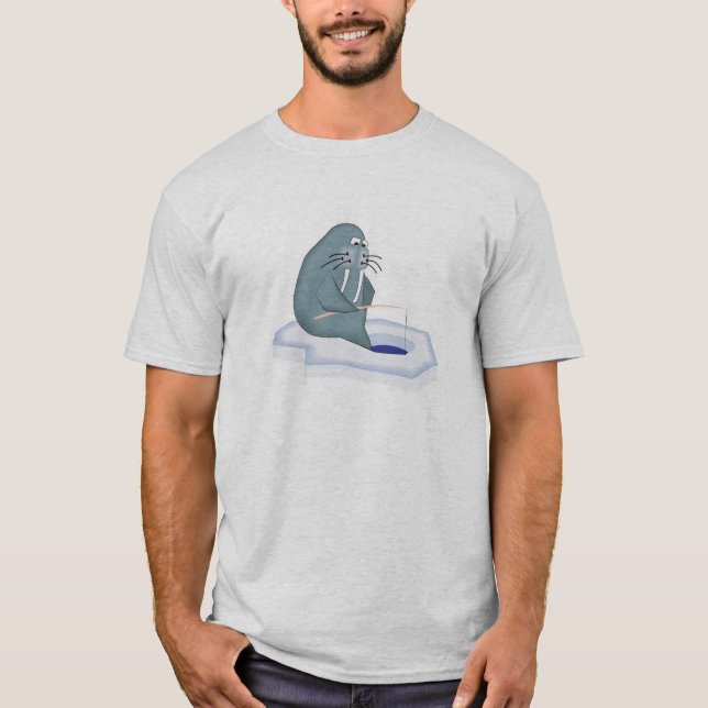 Camiseta morsa de pesca de gelo engraçada (Frente)