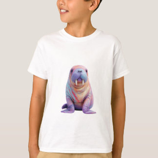 Camiseta Morsa de Tinta Tie Dye Pastel para Crianças