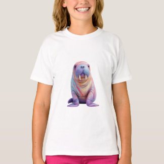 Camiseta Morsa de Tinta Tie Dye Pastel para Crianças