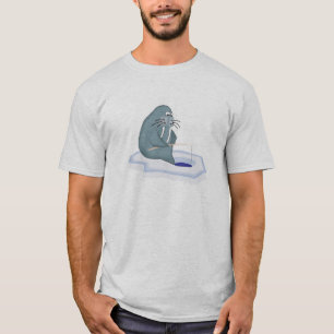 Camiseta morsa engraçada de pesca de gelo