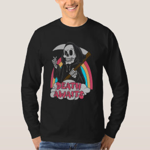 Camiseta Morte Aguarda Pastel Gótico Grim Reaper Morte Emo 