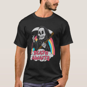 Camiseta Morte Aguarda Pastel Gótico Grim Reaper Morte Emo