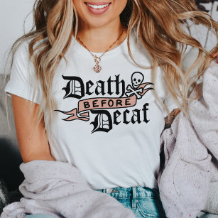 Camiseta Morte Antes Da Tipografia Do Crânio De Decaf