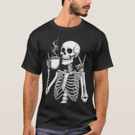 Camiseta Morte antes do Decaf - Skeleton Café Design