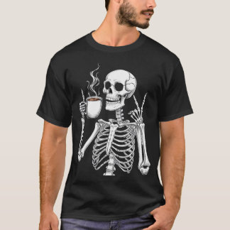 Camiseta Morte antes do Decaf - Skeleton Café Design